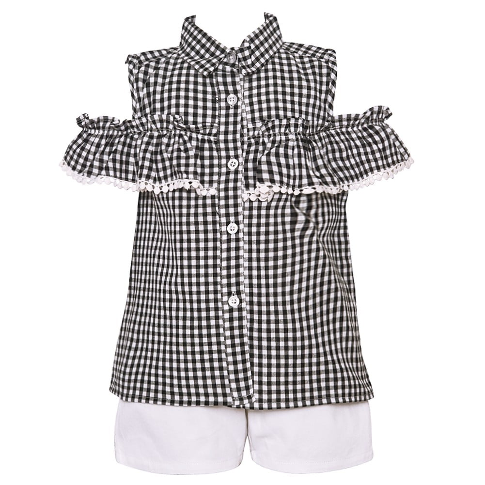 black and white checkered shorts outfit