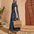 thumbnail image 2 of Tauxra Robe Maxi pour Femmes Coupe Ample à Étages, Robe d'Été de Plage à Blocs de Couleur à Manches Courtes, Longue Robe Décontractée à Col Rond, 2 of 5
