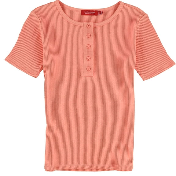 n:philanthropy Womens Ribbed Henley Shirt, Orange, Small
