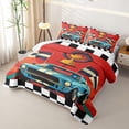 thumbnail image 3 of Erosebridal Blue Racing Car Quilt King for Boys,Extreme Sport Checkered Flag King Coverlet Set Teens, 3 of 7