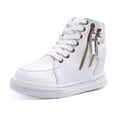 thumbnail image 3 of Thick-soled High-top Women's Shoes Spring And Autumn Lace-up White Shoes Casual Women's Shoes, 3 of 10