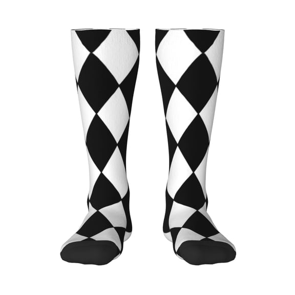 Knee High Socks for Women Harlequin Pattern Long Tube Sock Uniform Socks