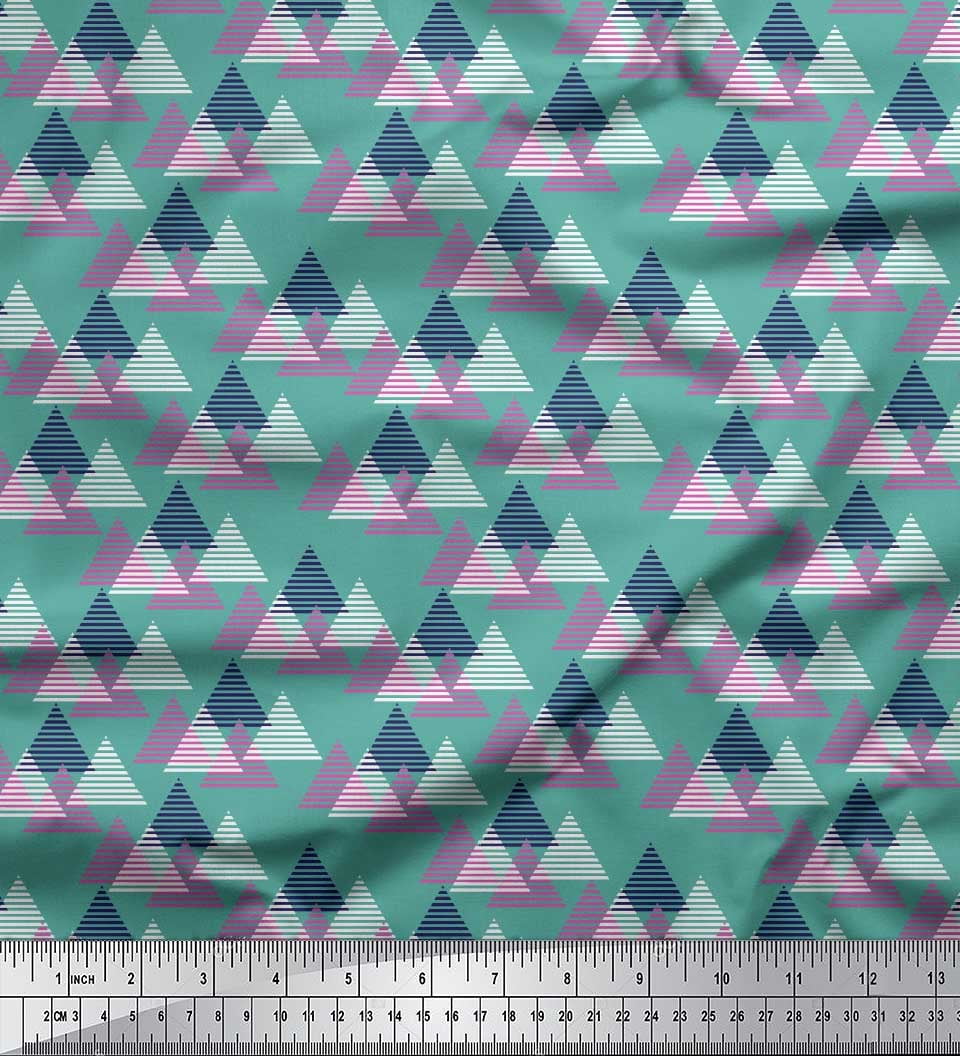 Triangular Polyester Soimoi Polyester Crepe Fabric Triangle Small Print Fabric by The Yard ...