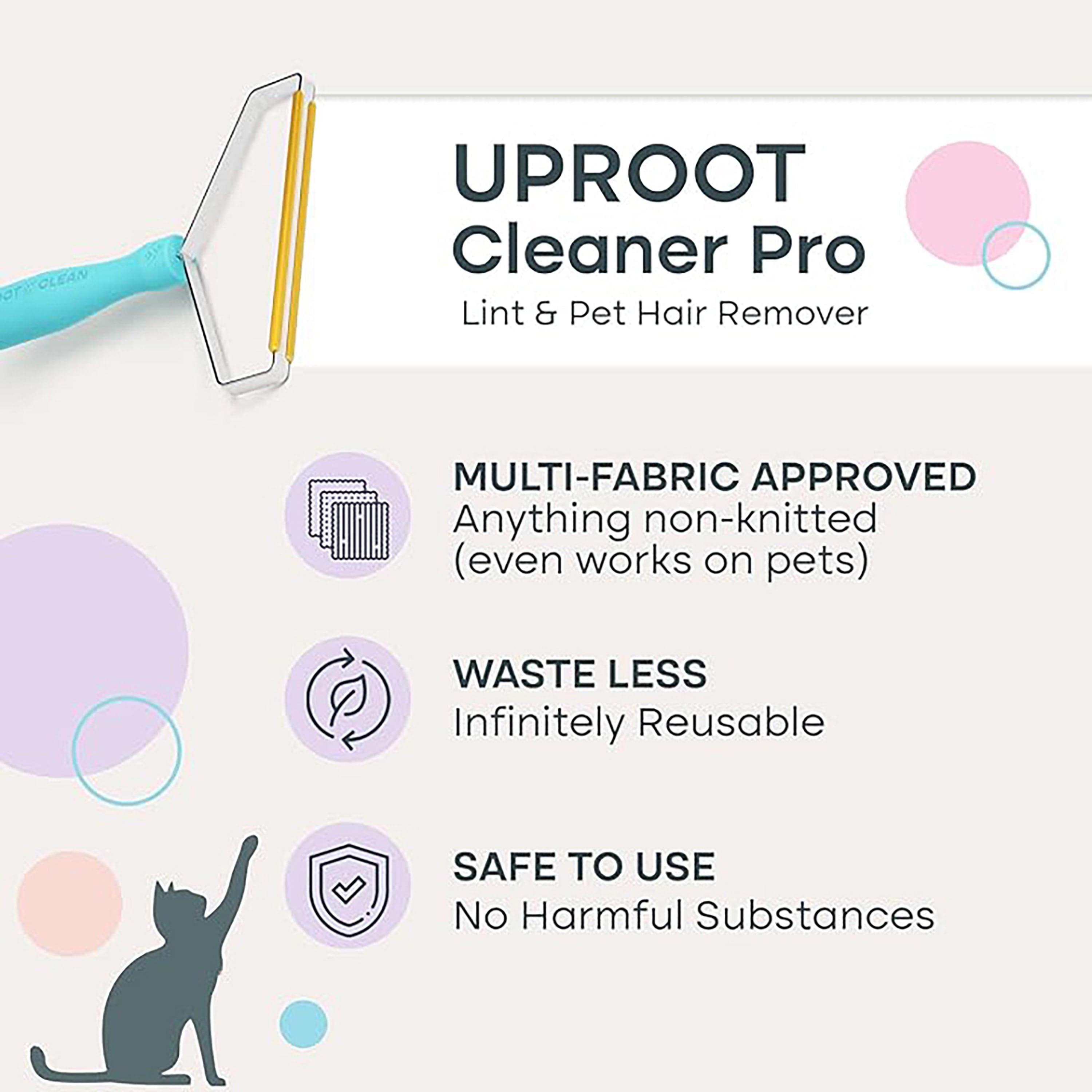 Uproot Cleaner Pro Lint and Pet Hair Remover Brush for Rugs, Clothes, and Furniture, Cat/Dog Hair