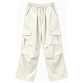thumbnail image 6 of MexChoioe Womens Elastic Waist Drawstring Wide Leg Cargo Pants Adjustable Cuff Multi Pocket Outdoor Cargo Trousers, 6 of 6