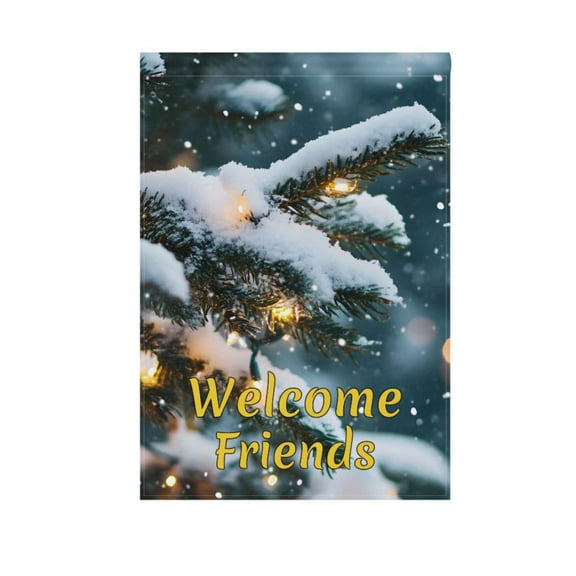 Christmas Snow and Light Garden Flag House Banner 12" x 18" Double Sided Outdoor Yard Decoration