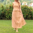 thumbnail image 4 of KDDYLITQ 2 Piece Sets for Women Summer Plaid Sleeveless Ruffle Hem Tops Flowy Skirts Matching Casual Outfits with Pockets Orange XL, 4 of 7