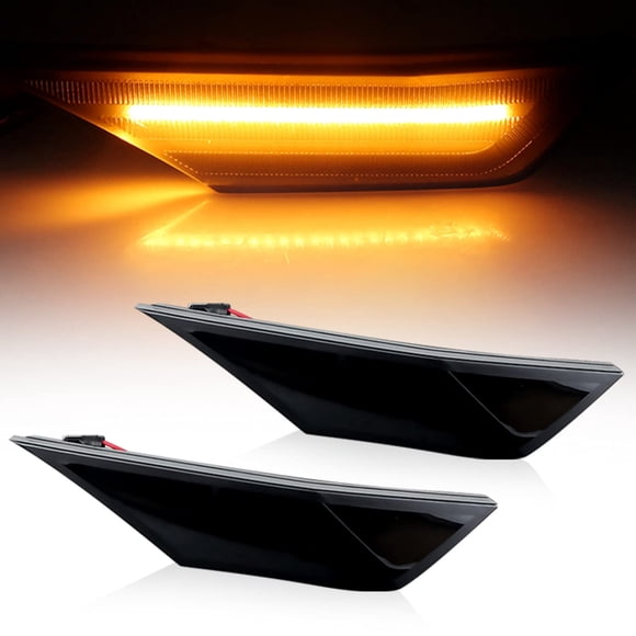 APMAT 2 piezas de lente ahumada oscura LED ámbar delantero guardabarros lateral luz de repuesto para lámpara de señal de giro Asamblea Honda Civic 10ª generación 2016-2021 Coupe Hatchback con bombilla