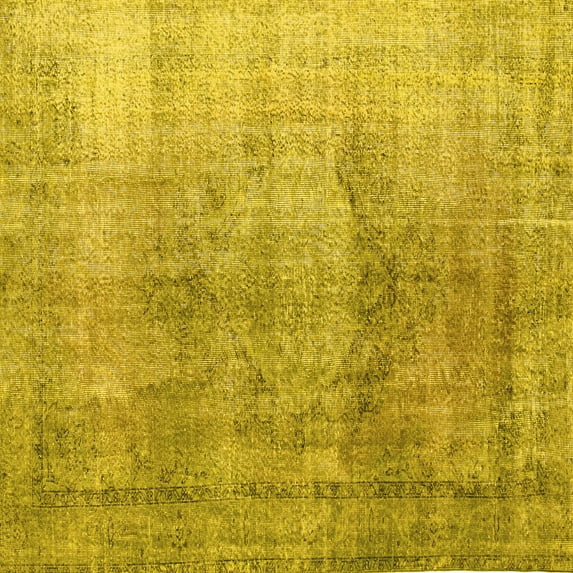Ahgly Company Indoor Square Persian Yellow Traditional Area Rugs, 5' Square