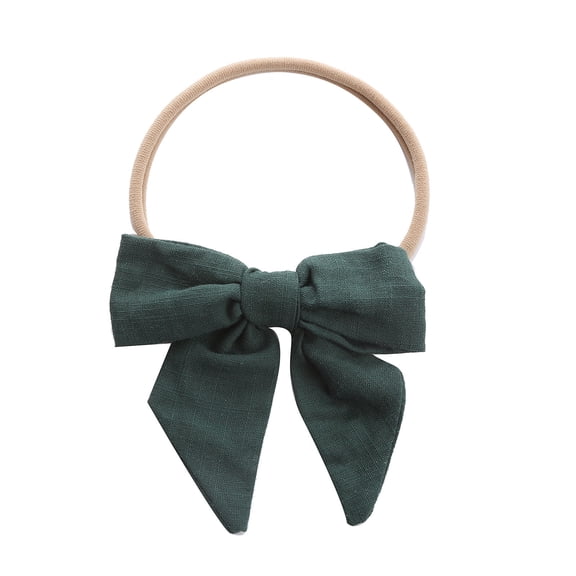 LNMQLPDBS Baby Girl Linen Bows Nylon Headband Newborn Infant Hair Bow Elastic Bands Toddler Hair Accessories Little Kids Stretchy Soft Headbands