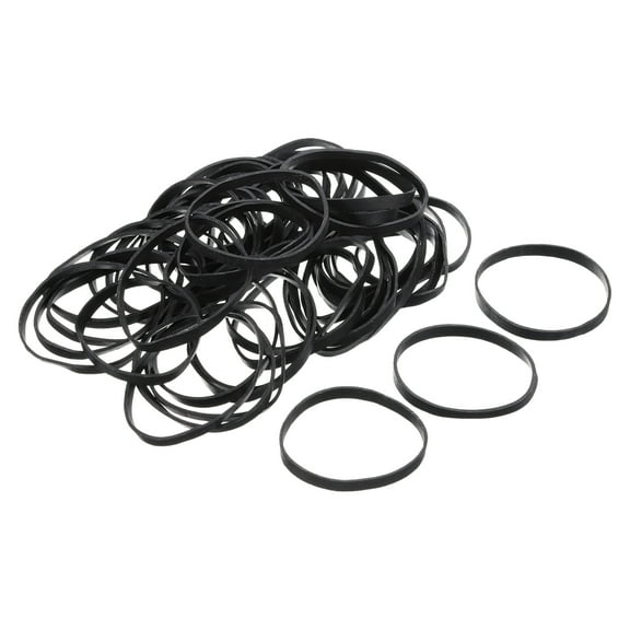 Uxcell 100 Pack Rubber Band Stretchable Rubber Elastic Band Black 60mm x 4mm Hair Rubber Bands for Home Office