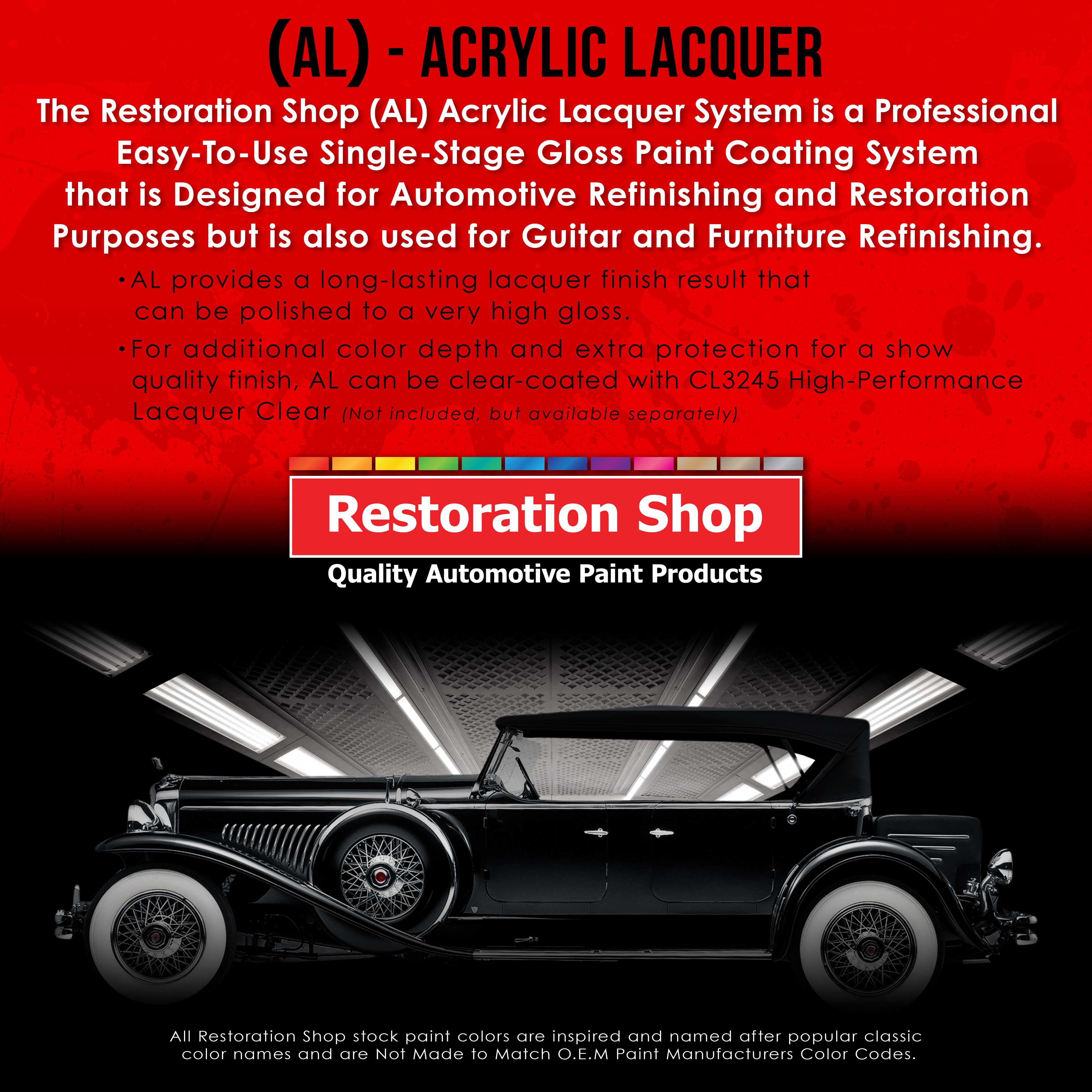 Restoration Shop British Racing Green Metallic Acrylic Lacquer Auto Paint - Quart Paint Color Only - Professional Gloss