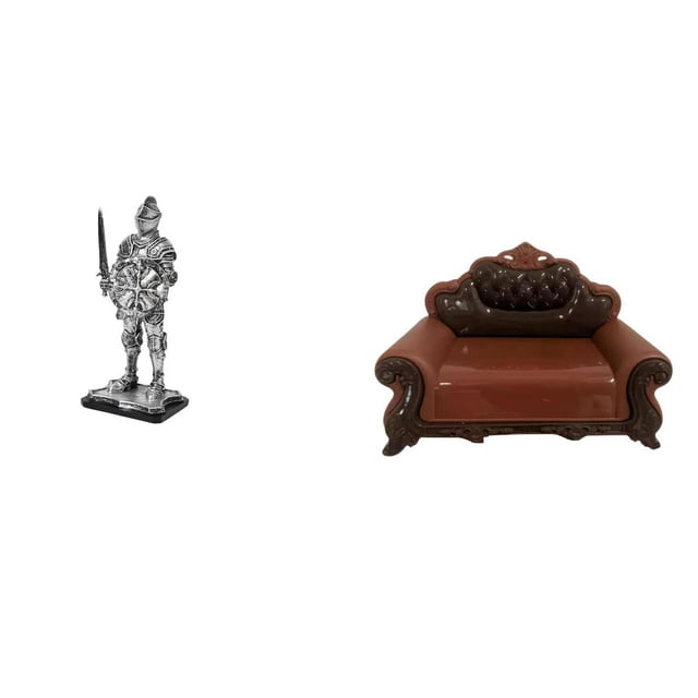 Elodie Vintage Knight Figure Tabletop Ornament and Miniature Sofa Chair Model for Creative Entryway Bookshelf Office Desk Micro Landscape Housewarming Gift