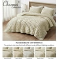 thumbnail image 5 of Chezmoi Collection Glen 3-Piece Crescent Stitched Quilt Set, King Size, Sand, Rayon Derived from Bamboo & Polyester Blended, Soft Breathable Cooling Bedspread for Hot Sleepers, 5 of 9