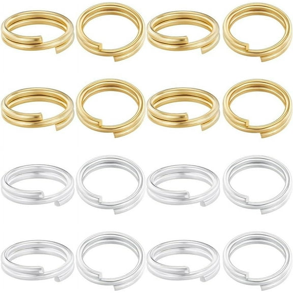 1 Box 80Pcs Split Jump Ring 8mm 24K Gold and 925 Sterling Silver Plated Double Loops Rings Crafts