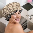 thumbnail image 5 of Shower Caps,Cute Hedgehog Pattern Waterproof Shower Cap for Women 4 Pieces,Double Reusable Hair Cover for Shower PEVA Elastic Stretch Hem, 5 of 7