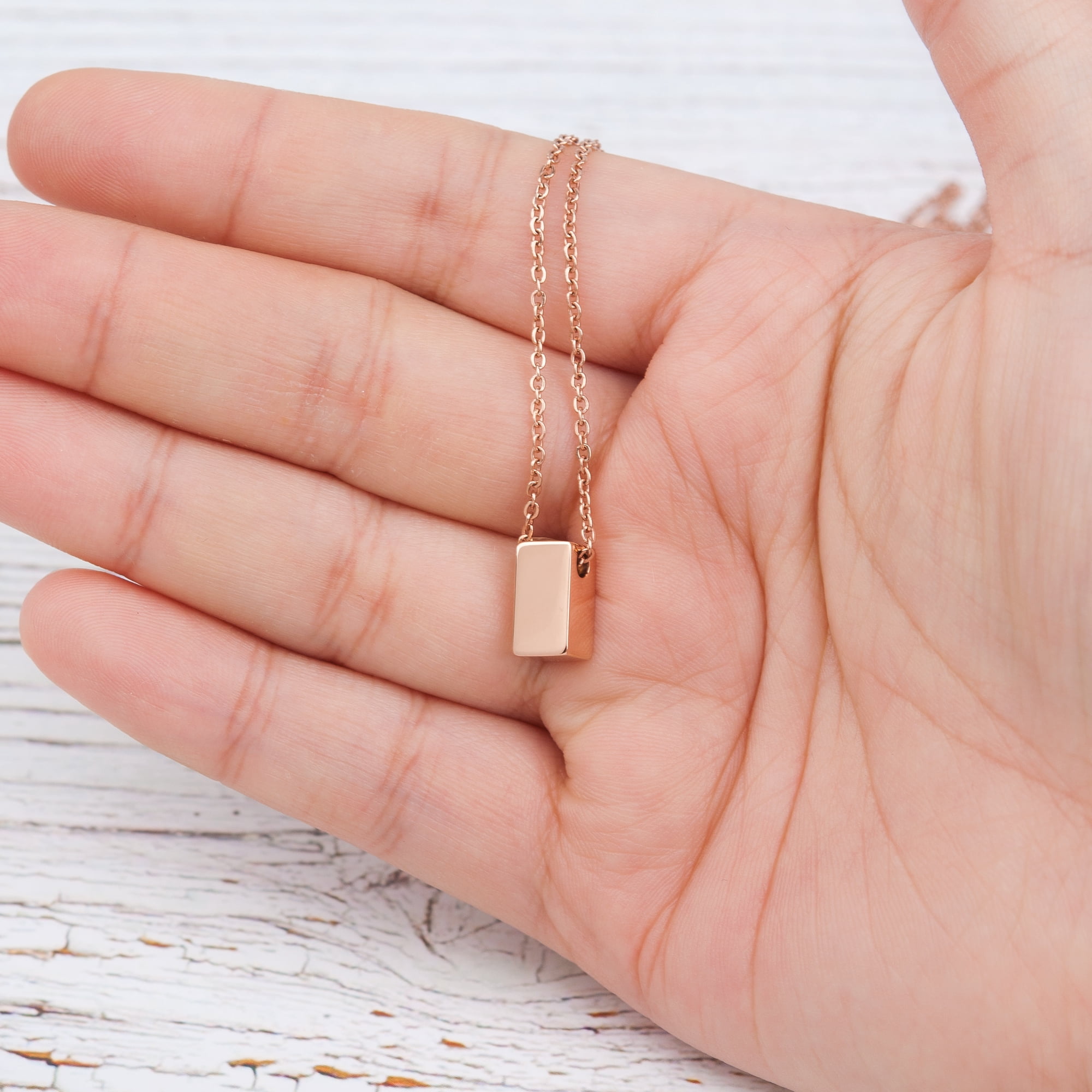 Anavia Mom and Daughter Gift Set, Mother Daughter Necklace, Jewelry Gift, Gift for Daughter, Birthday Gift, Christmas Gift for Her, Two Cube Necklaces with Wish Card-[Rose Gold Charms]