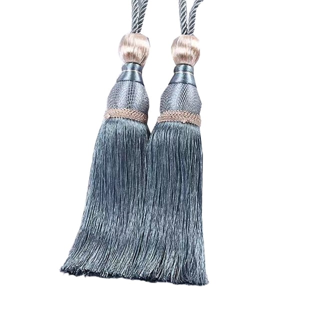 Toystoory Accesorios de habitación multiusos de 2 piezas, cortina con borlas, decoración del hogar, tejido a la moda, fácil de duradero Decoración del hogar Gris azul 1