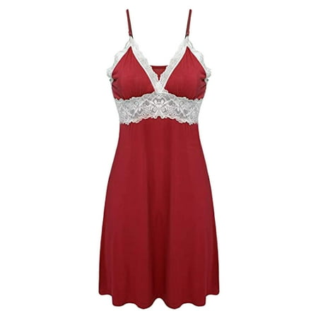 

WANYNG pajamas for women Pajamas Set Satin Pajamas 2 Piece With Lace Top And Shorts womens fall fashion 2022 Red S