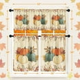 thumbnail image 5 of Fall Vintage Kitchen Window Curtains and Valances Set 36 Inch, Pumpkins Maple Leaves Farmhouse Short Tier Curtain for Cafe Living Room Bathroom, Autumn 3 Pieces Set Kitchen Decor, 5 of 6
