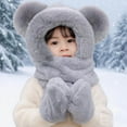 thumbnail image 4 of PuSpu Girls and Boys's Hats Winter Adding Fleece Warmth Scarves And Gloves Integrated Keep Warm Three-piece Set, 4 of 5