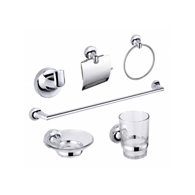 Juego Accesorios Maxims Baño 6 Piezas Metal Cromado Toallero Portarrollos Gancho Jabonera