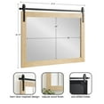 thumbnail image 6 of Kate and Laurel Cates Farmhouse Horizontal Wood Framed Wall Mirror, 38 x 27, Natural Wood, Barn Door-Inspired Decorative Bathroom Mirror for Wall Decor, 6 of 9