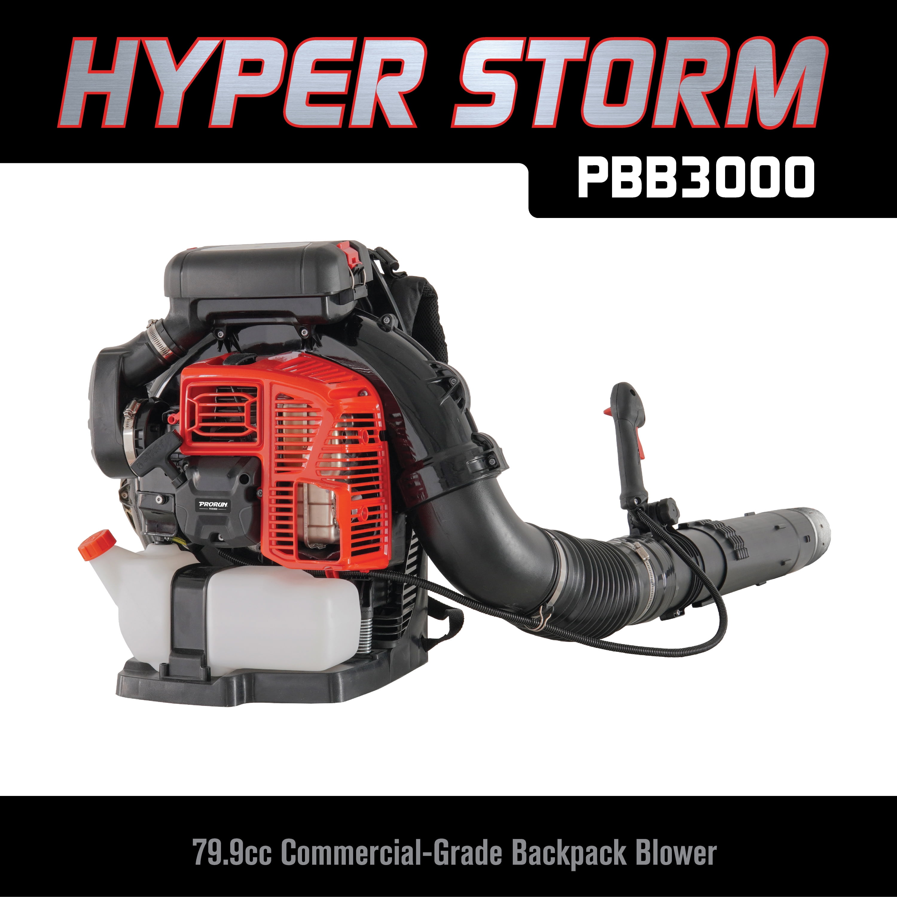 PRORUN PBB3000 Gas Backpack Leaf Blower, 79.9cc Commercial-Grade, 250 MPH, 1125 CFM