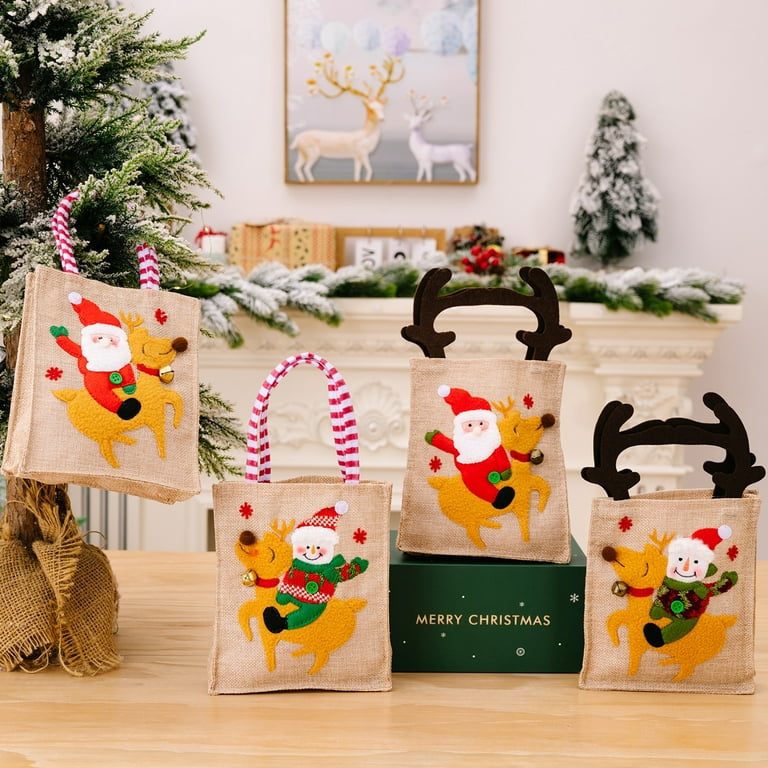 Mightlink 3D Pattern Gift Bag Cartoon Decorative Divided Gifts Cloth Antler Handheld Xmas Gift Bag for Christmas Walmart