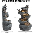 thumbnail image 3 of Grepatio Outdoor 5-Tiers Cascading Rock Water Fountain, Waterfall Fountain with 4 LED Lights, Outdoor Fountains and Waterfalls for Garden or Patio, Yard, and Deck Decor with Natural Stone Look, 3 of 7