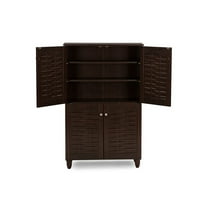 Baxton Studio Winda Modern and Contemporary 4-Door Dark Brown Wooden Entryway Shoes Storage Cabinet