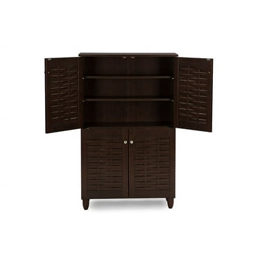Baxton Studio Winda Modern and Contemporary 4-Door Dark Brown Wooden Entryway Shoes Storage Cabinet