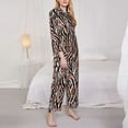 thumbnail image 4 of Kll Zebra Skin And Leopard Print Print Women'S Long Sleeve Pajamas With Pants Sleepwear Loungewear 2 Set-Xx-Large, 4 of 9