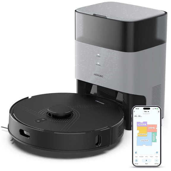 AIRROBO L40  Robot Vacuum Cleaner and Mop Combo - 75-Day Self-Empty Bin, 240 Min Runtime, App and Voice Control