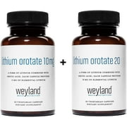 Weyland Brain Nutrition - Lithium Orotate Supplement 10mg & 20mg, 60 Vegetarian Capsules