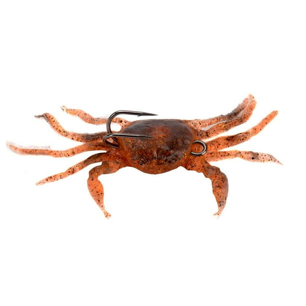 Señuelos de pesca artificiales de 10cm y 30g, cebo de pez suave de cangrejo con anzuelo (marrón rojo)