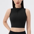 thumbnail image 2 of JGGSPWM Half Zipper Workout Tank Tops for Women with Built in Bra, Racerback Workout Tops Sleeveless Crop Tops Gym Yoga Tops Black L, 2 of 3