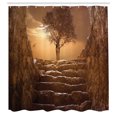thumbnail image 3 of Ambesonne Tree Shower Curtain, Brown Sky Sunset Cloudy, 69"Wx75"L, Brown, 3 of 5