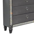 thumbnail image 4 of Laine Wide Dresser, 6 Drawers, Crystal Like Acrylic Trim, Gray Solid Wood, 4 of 5