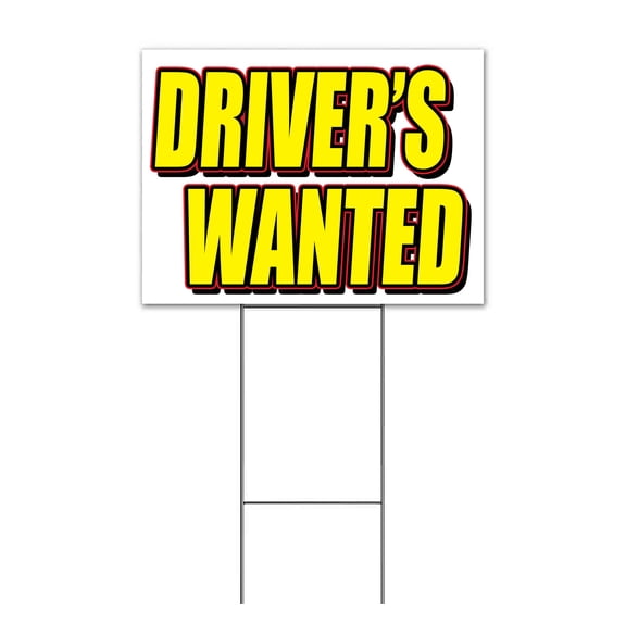 Drivers Wanted (18" x 24") Yard Sign, Includes Metal Step Stake