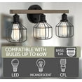 thumbnail image 7 of Kira Home Pierce 22" 3-Light Farmhouse Vanity / Bathroom Light + Funnel Metal Shades, Smoked Birch Wood Style + Black, 7 of 7