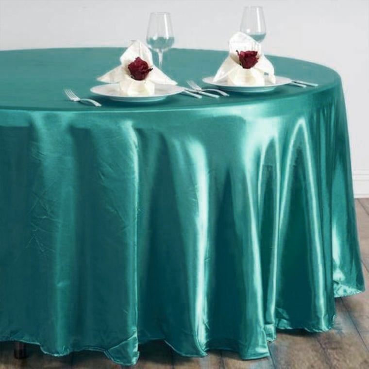 Efavormart 108" Turquoise Satin Round Tablecloth