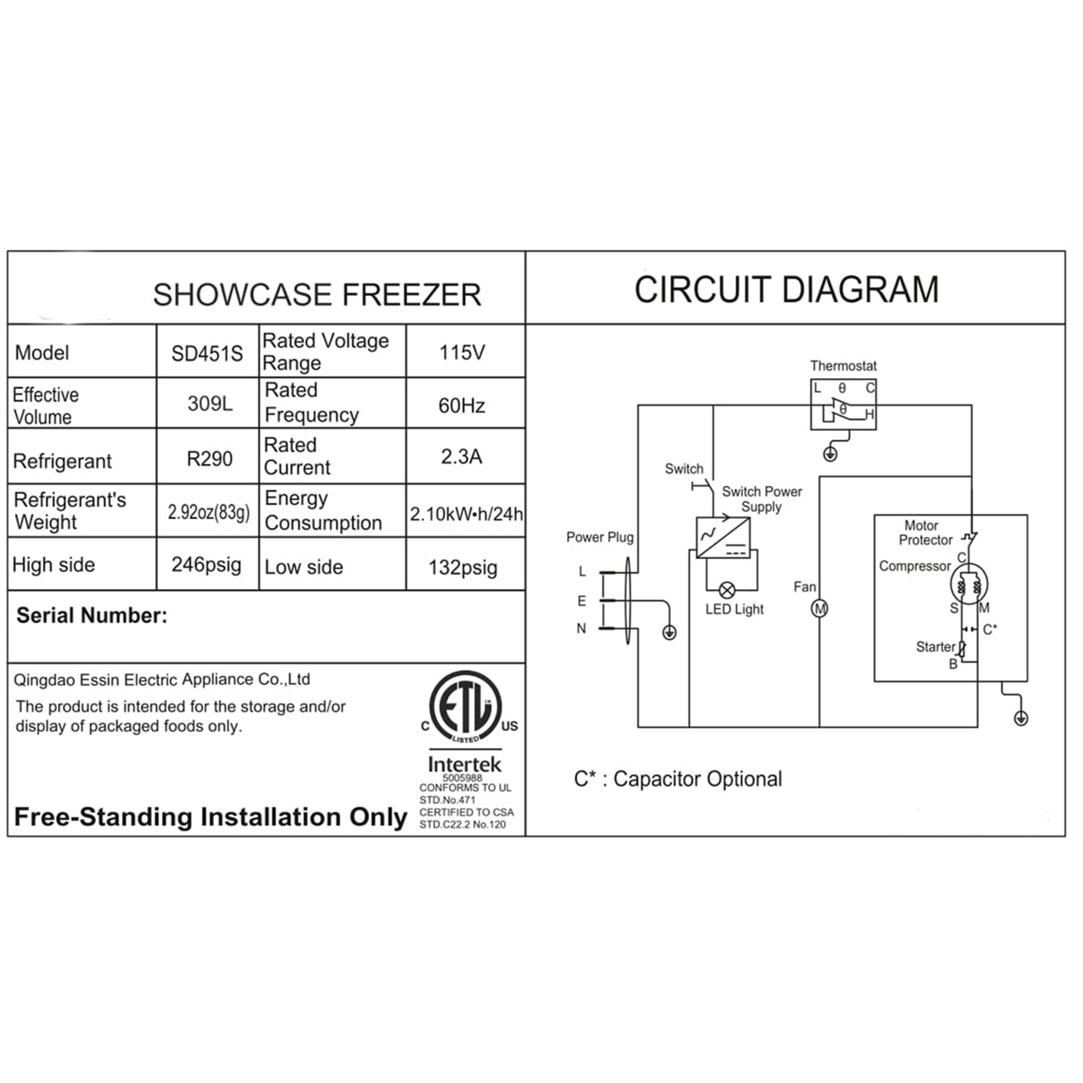 50 in. Popsicle Case Freezer W Rack 11 Cu.Ft 309L American Standard