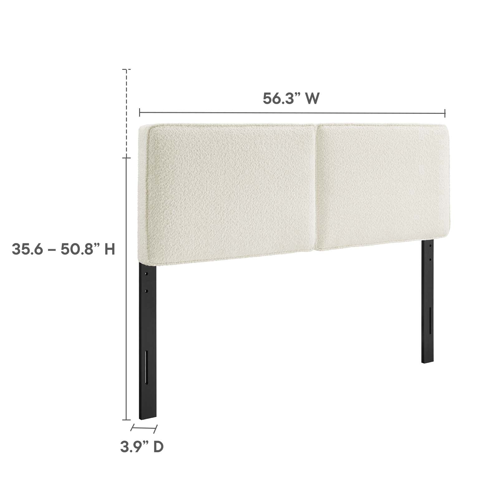 Lindee Boucle Fabric Full Headboard in Cream