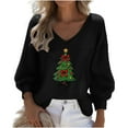 thumbnail image 2 of Craaazy Christmas Shirts for Women Fashion Clothing Christmas Printed 3/4 Sleeve V Neck Xmas Womens Tops Gifts, 2 of 3