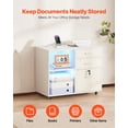 thumbnail image 2 of 3 Drawer Wooden File Cabinet Mobile Filing Cabinet with Light Strip White, 2 of 9
