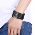 thumbnail image 7 of Leather Bracelet Handmade Black 9 Inches 34MM Button Clasp L514, 7 of 7