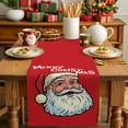 thumbnail image 2 of Merry Christmas Words on Red Table Runner 13x72in Non-Slip Cotton Linen Table Runners, Santa Claus Dresser Scarves TableRunner for Dinner Kitchen Dining Wedding Party, 2 of 9