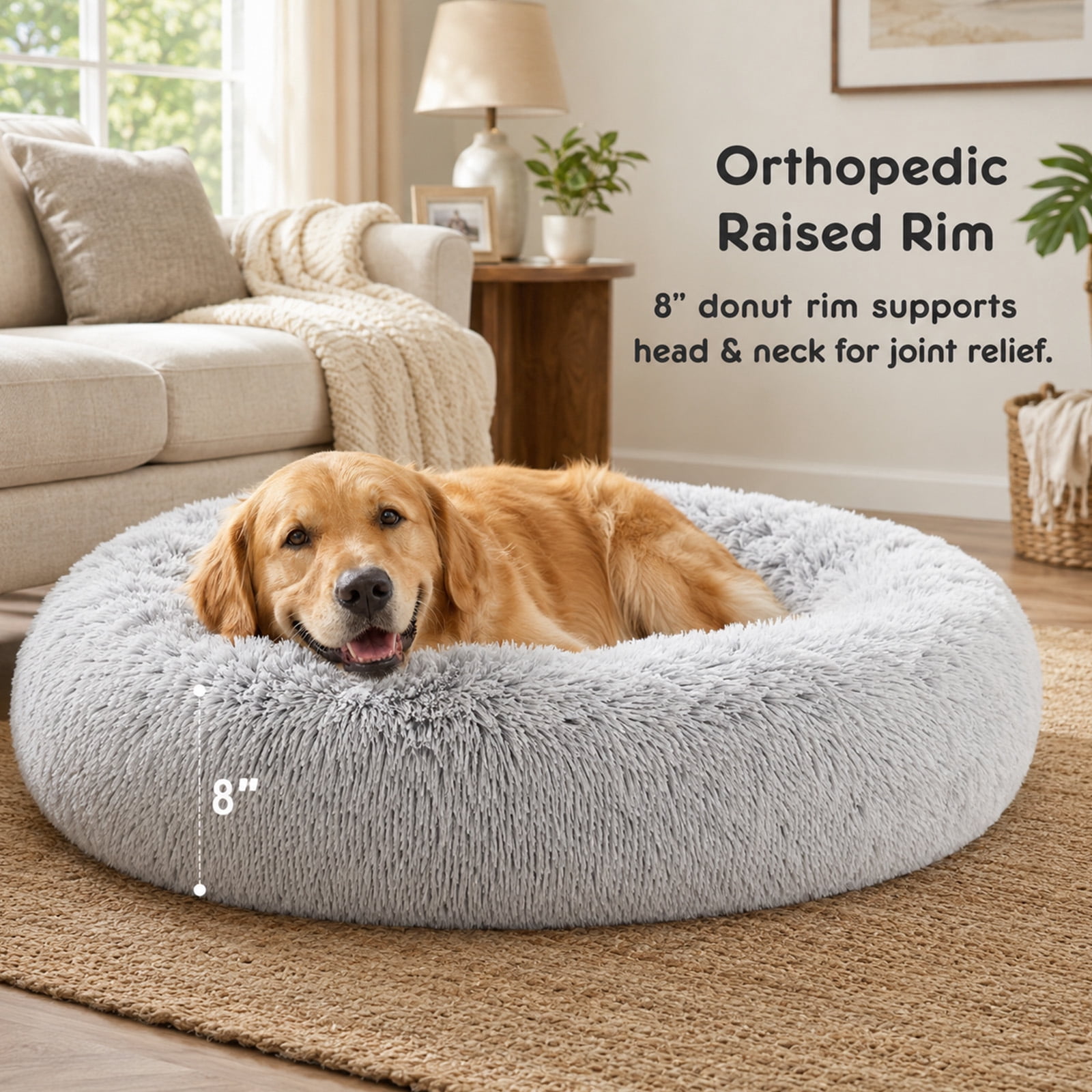 Alvantor 30''/36'' Dog Bed Comfortable Donut Cuddler Round Pet Beds Ultra Soft Washable Dog and Cat Cushion Bed, Fits up to 45 lbs/90 lbs Pets