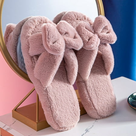 

ZXHACSJ Rabbit s Ears Hyoma Women s Cotton Flat Heel Slippers Winter Snow Shoes Watermelon Red 36